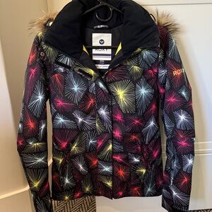 Roxy Black Jacket with Colorful Burst Design